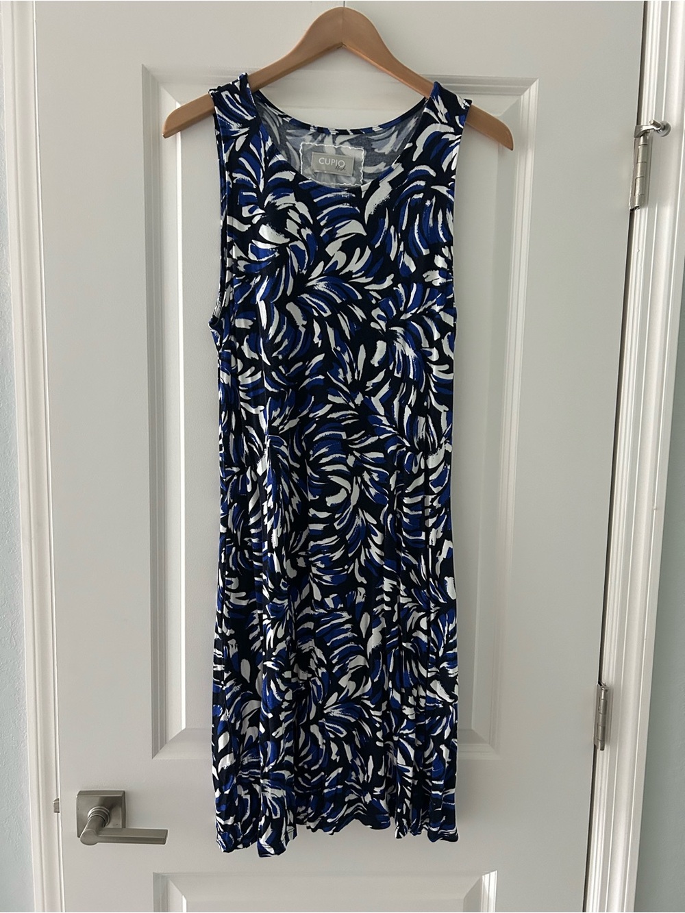Cupio Navy, Royal Blue & White Printed Midi Dress